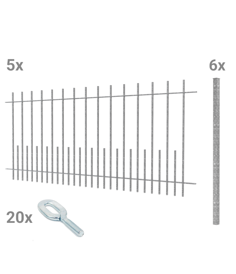 Zaunset Perugia zum Einbetonieren | Feuerverzinkt